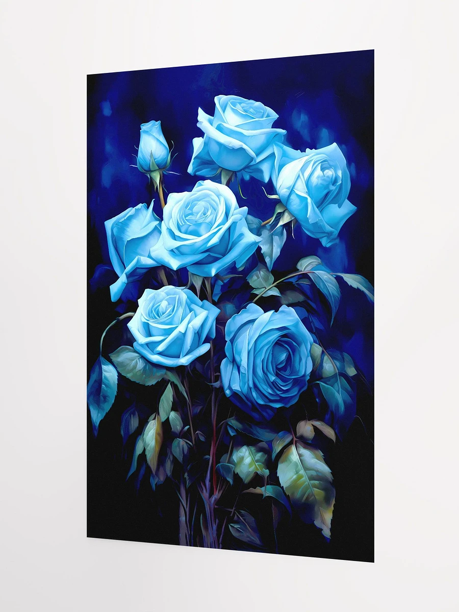 Enigmatic Elegance: Sapphire Blue Roses in Bloom Matte Poster product image (5)