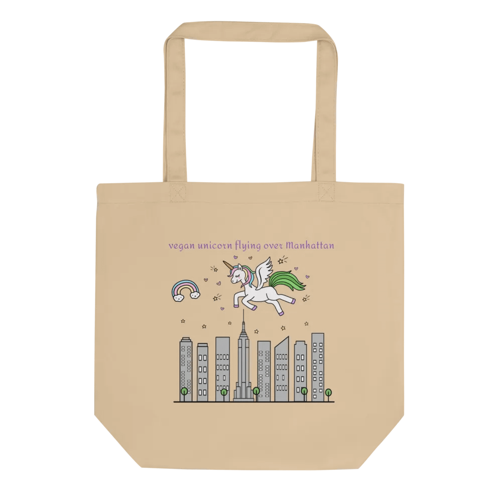 Vegan Unicorn Flying Over Manhattan - Organic Tote Bag product image (3)