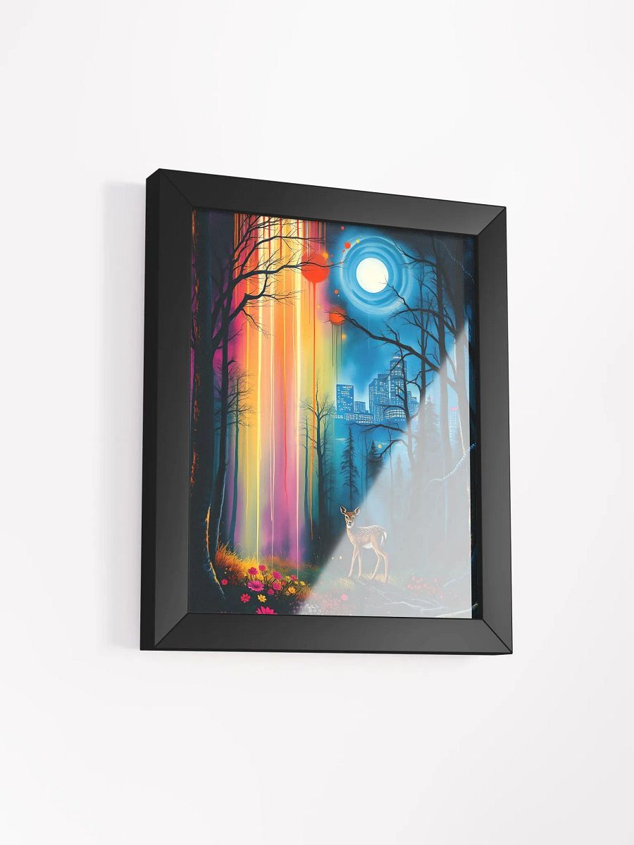 Magical Deer in an enchanted forest, eco friendly wood framed print product image (12)