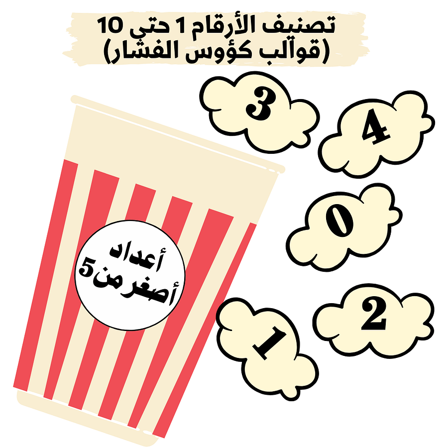 تصنيف الأرقام 1 حتى 10 (قوالب كؤوس الفشار) - pdf product image (1)