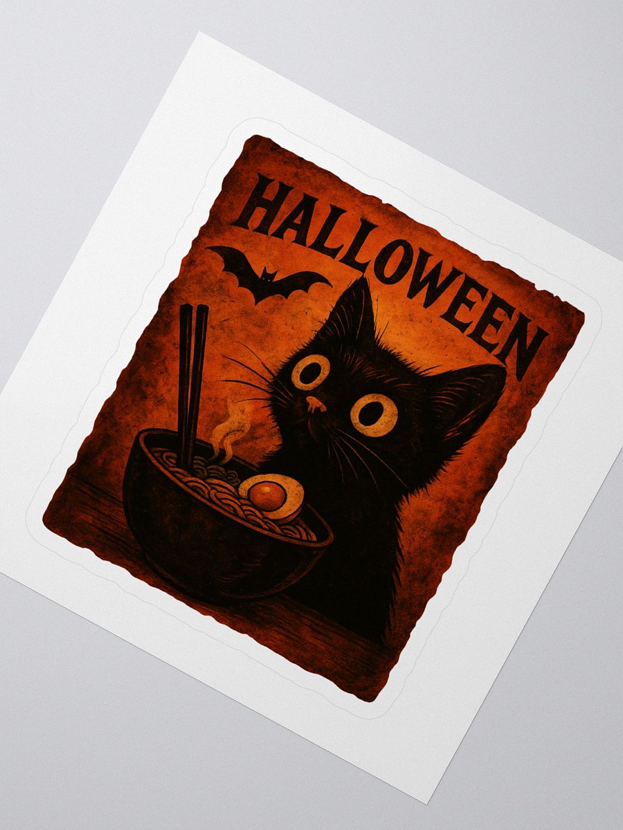 Funny Halloween Ramen Cat Sticker product image (1)