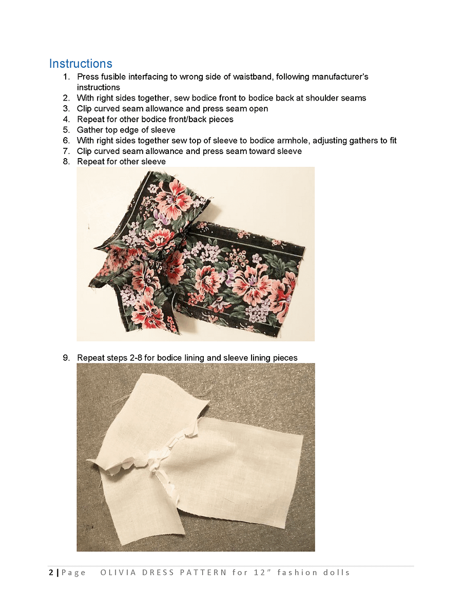 Olivia sewing pattern for 12" fashion dolls product image (3)