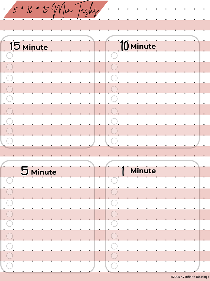 5, 10, 15-Minute Task List | Digital & Printable Bullet Journal product image (2)