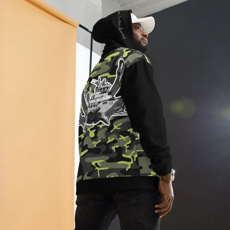 black & Green Camouflage Twin Anchor Titan tug Hoodie product image (11)