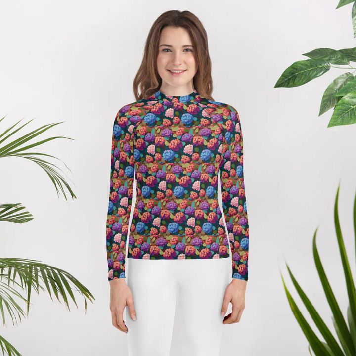 Escape the Ordinary in Vibrant Comfort: All-Over Print Rash Guard product image (2)