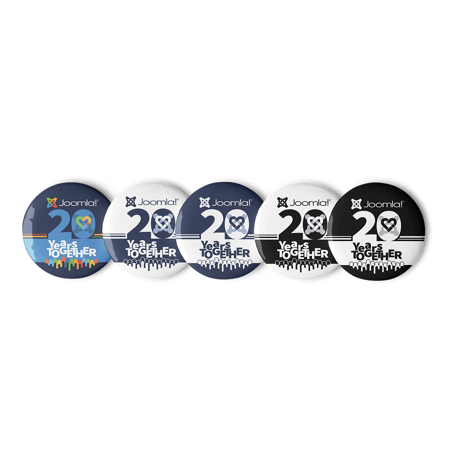 Joomla! 20th Anniversary Edition<br /> — Set of Pin Buttons — <br />1.25″ (31.25 mm) product image (5)