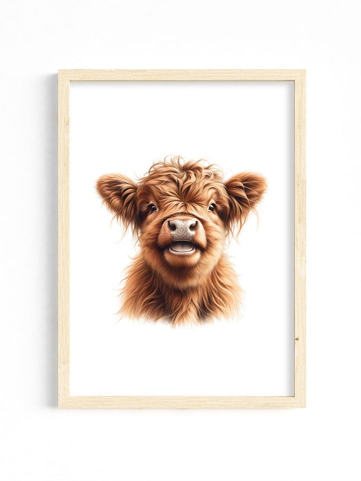 Happy Brown Highland Cow Nursery Print product image (1)