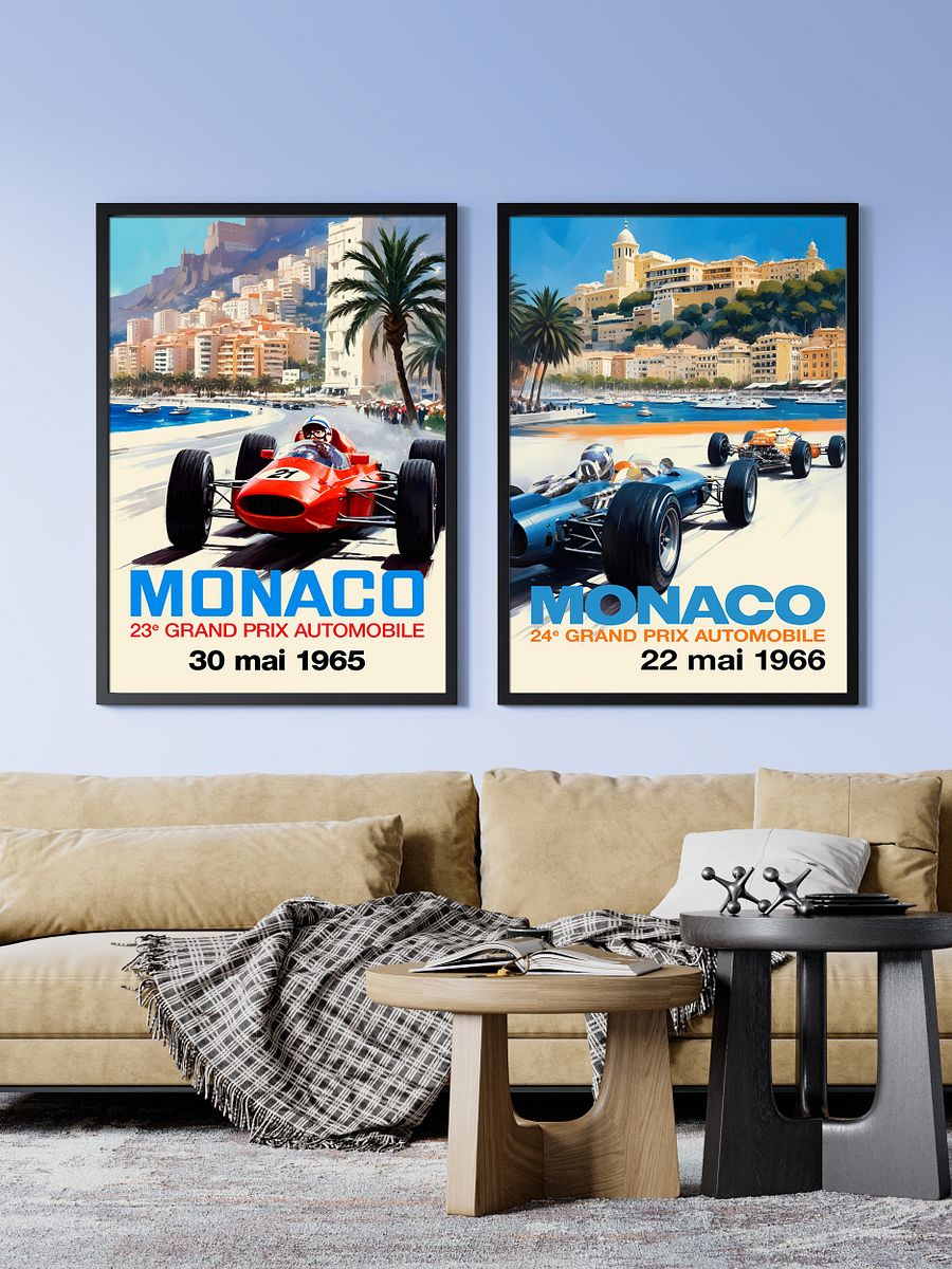 Monaco Grand Prix 1966 Poster — Vintage F1 Racing Wall Art, Retro Motorsport Print product image (3)