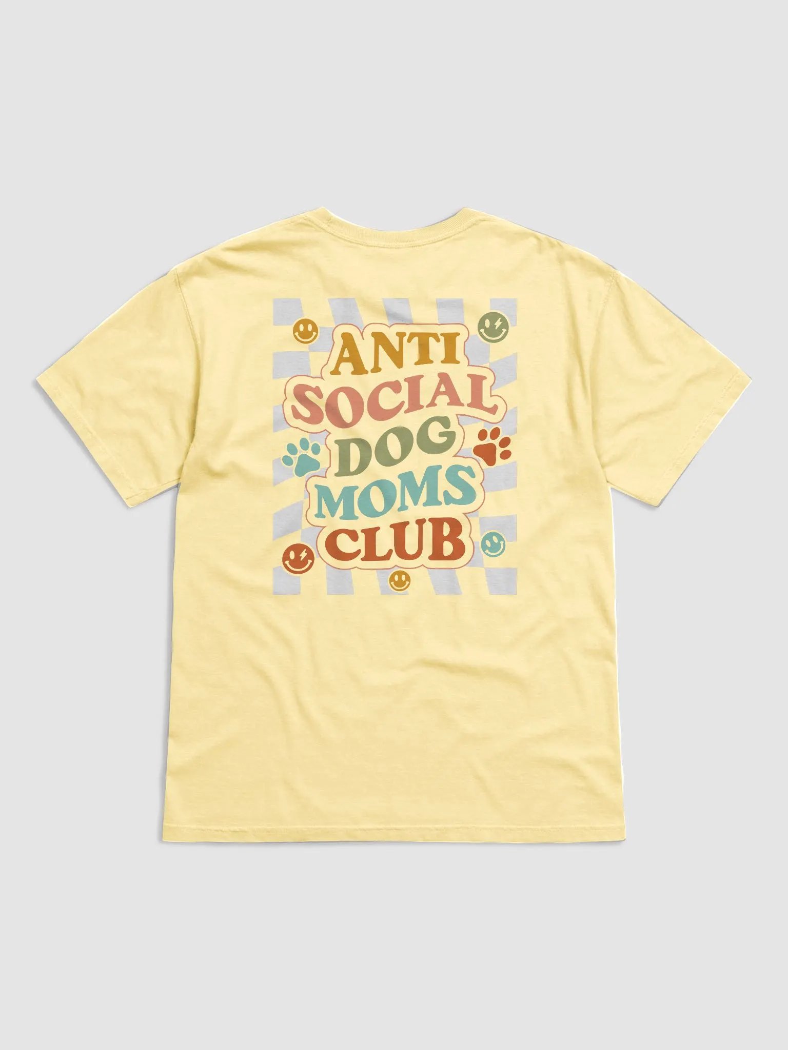 Anti Social Dog Moms Club Retro T-Shirt 2 | Funny Introvert Checkered T-Shirt for Dog Moms product image (5)