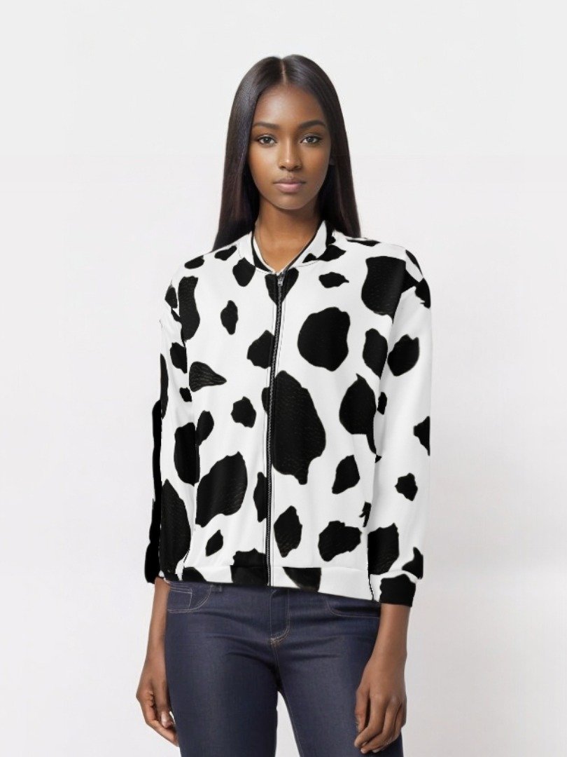 Unisex Cow Pattern Bomber Jacket – Design By Unik | Limited Edition (1,977 Pieces Worldwide) product image (6)