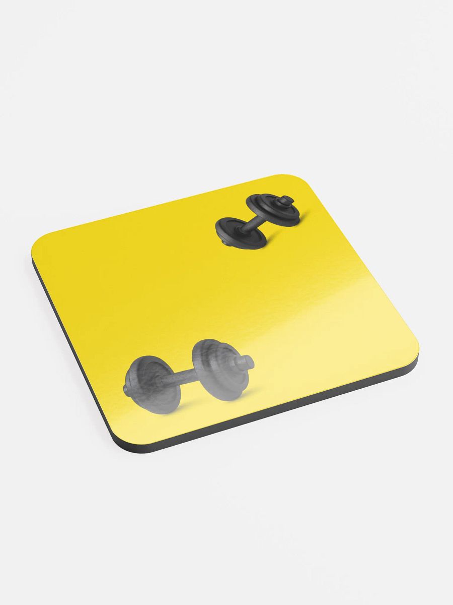 Yellow Black Double Dumbbell Cork Coaster product image (2)