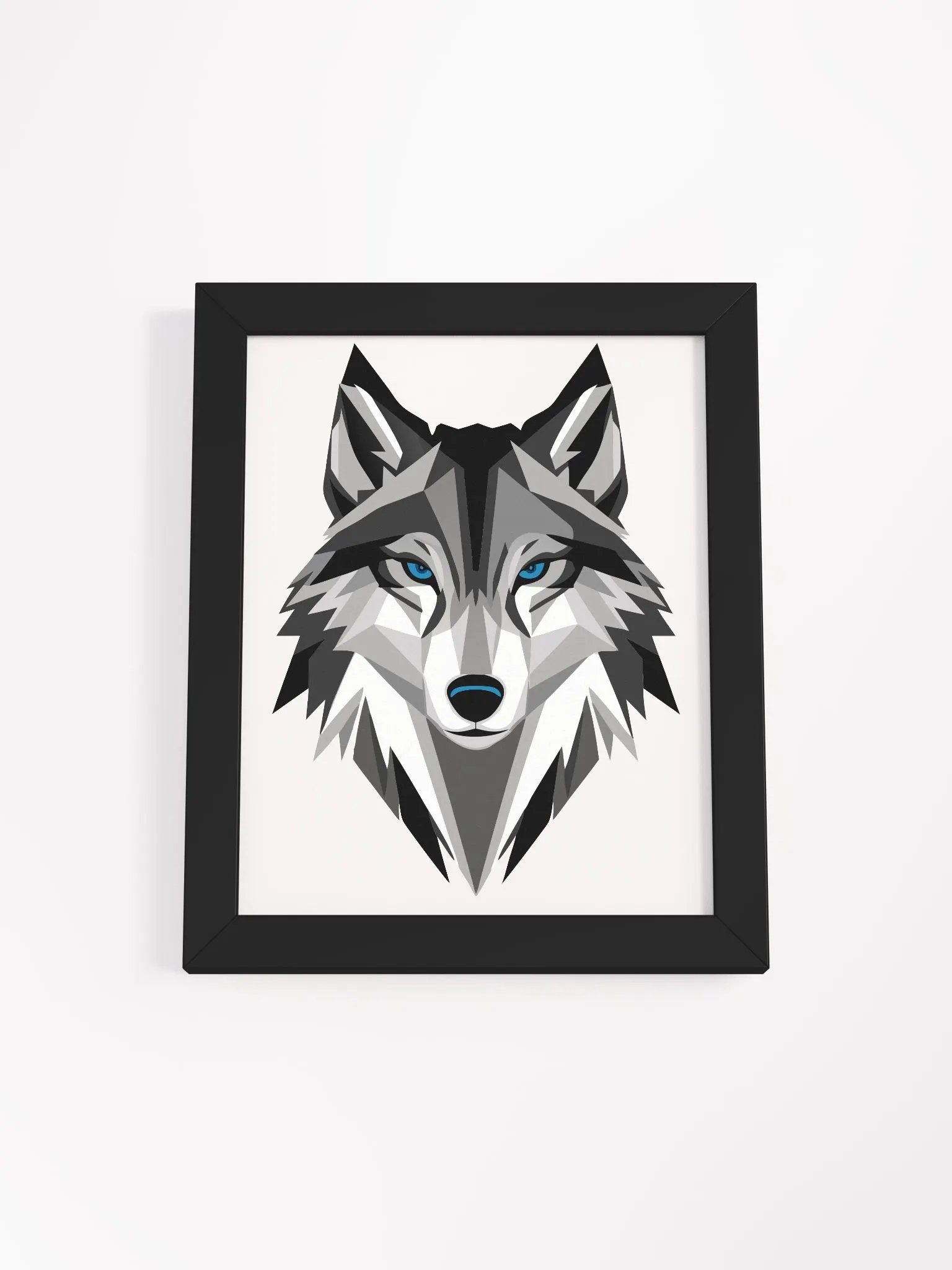 Modern Geometric Wolf Head Framed Poster - Contemporary Wall Art product image (9)
