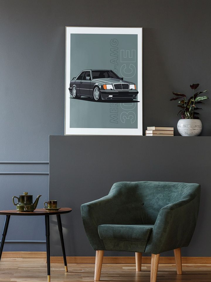 Mercedes-Benz 300CE AMG Art Print, Classic Car Poster, Luxury Automobile Wall Art, Vintage Car Enthusiast Gift, Iconic German Coupe Decor product image (2)