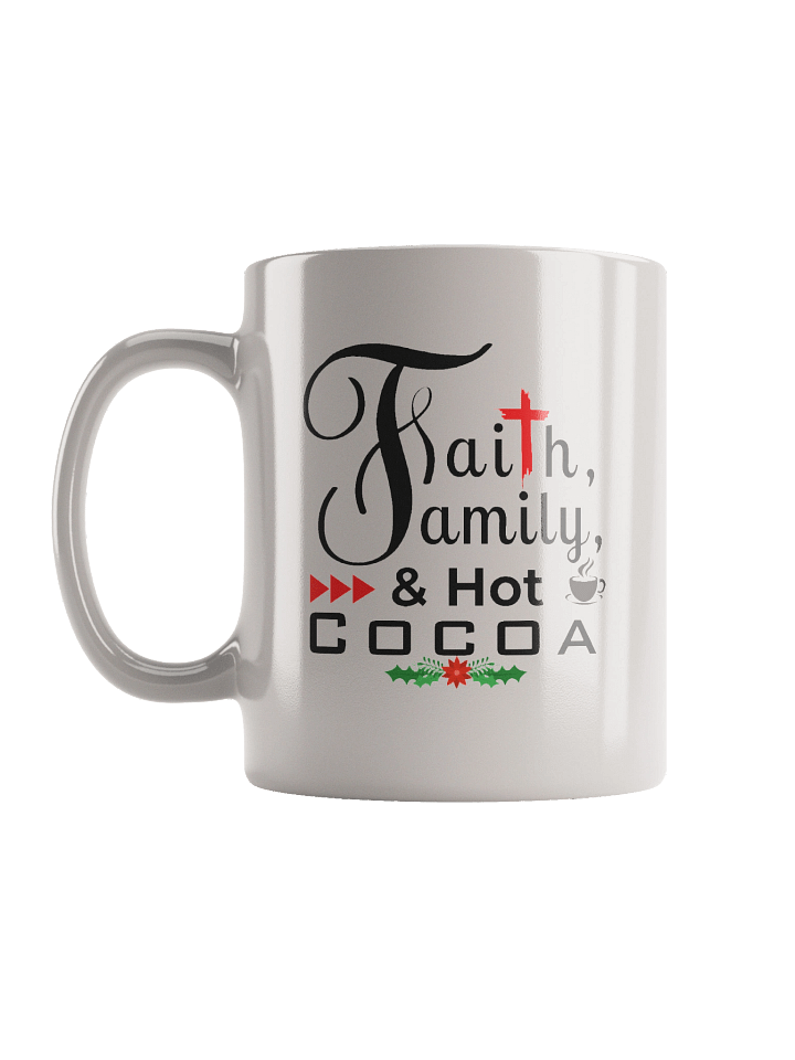 Faith, Family & Hot Cocoa Two-Tone Mug | Christian Christmas Mug with Red Accent | Holiday Gift for Believers & Moms product image (1)