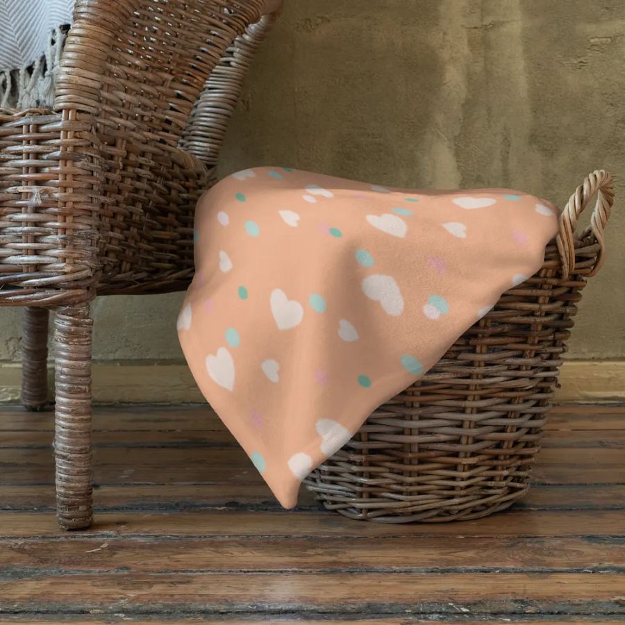 Simply Peachy Hearts and Dots Peach Blanket product image (10)