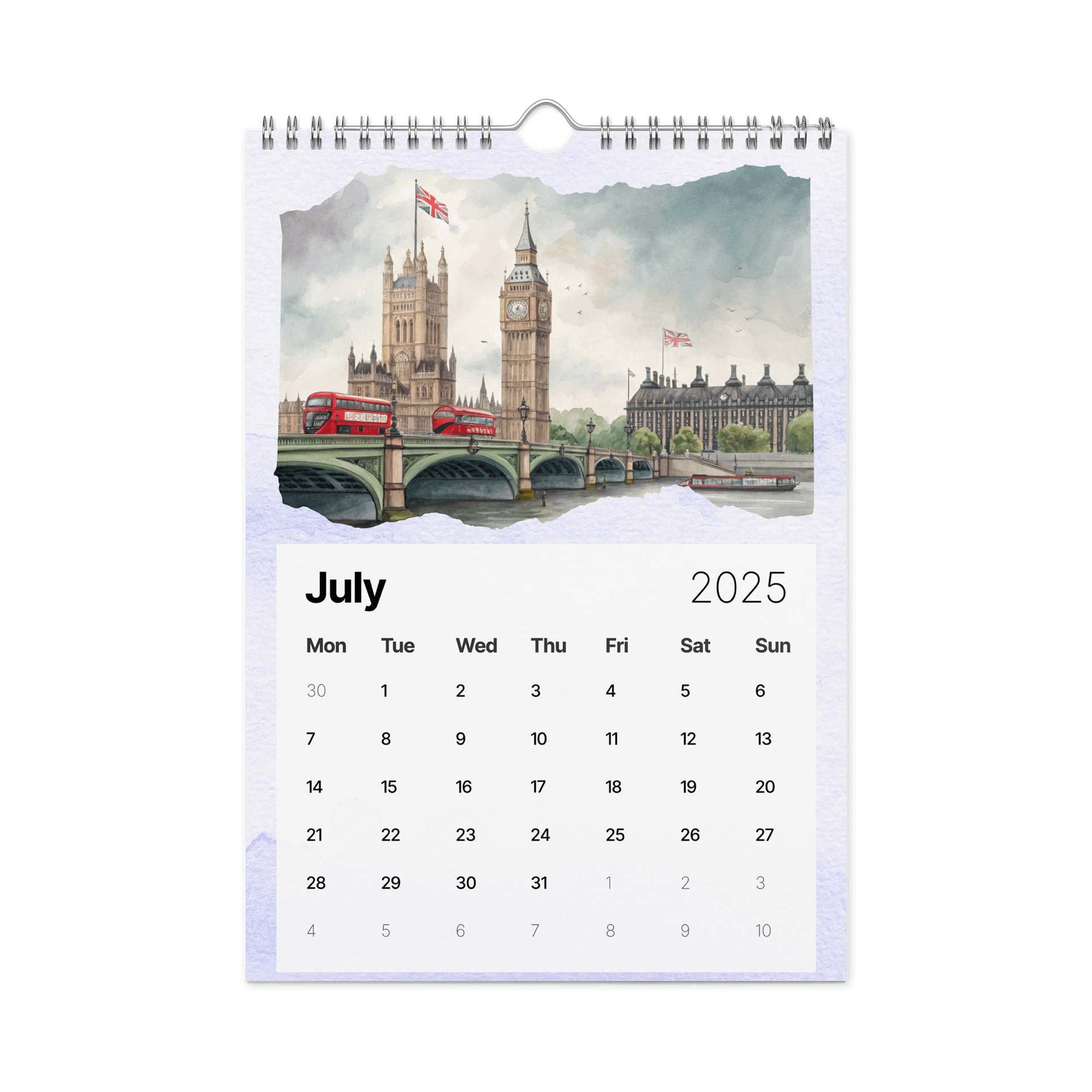 WORLD CAPITALS WATERCOLOR WALL CALENDAR 2026 product image (7)