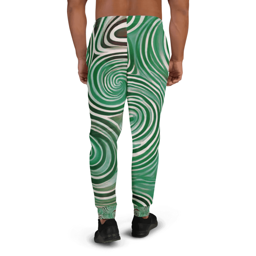 Funky Cool Green Liquid Tie-Dye Men's Joggers product image (4)