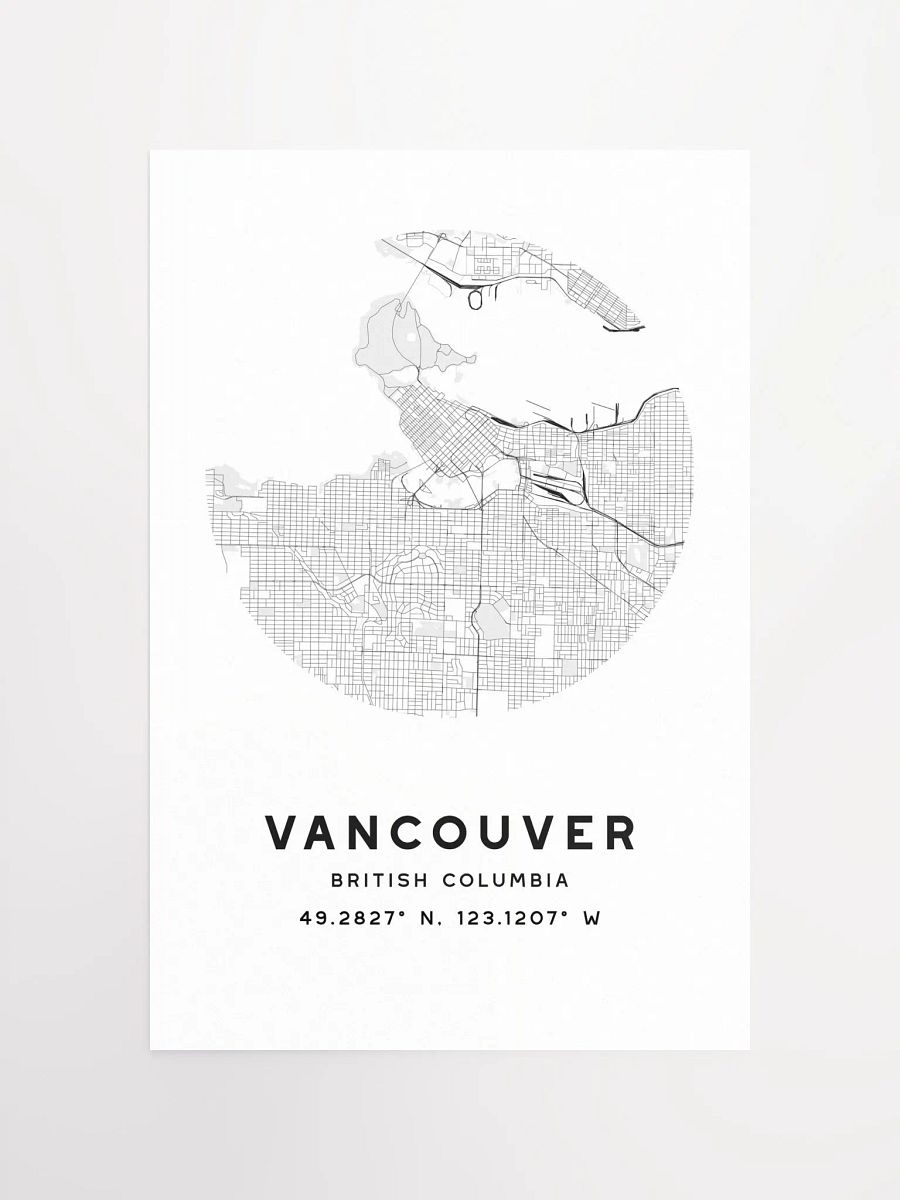 Vancouver Street Map Poster – White Minimalist Circular City Art product image (4)