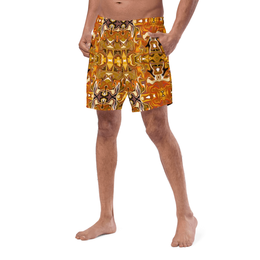 Symmetrical Splendor Brown African Inspired Design Swim Trunks product image (8)