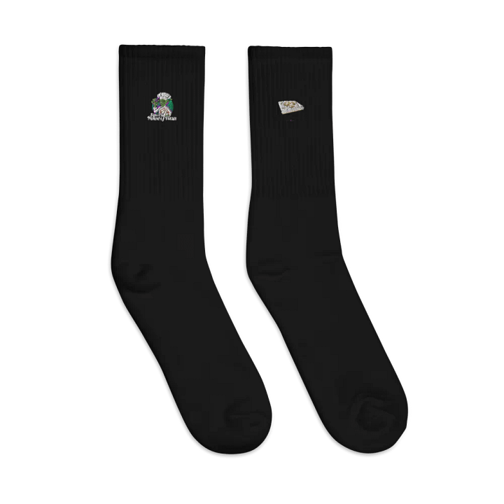 Squee’s House of Pizza Embroidered Crew Socks product image (1)