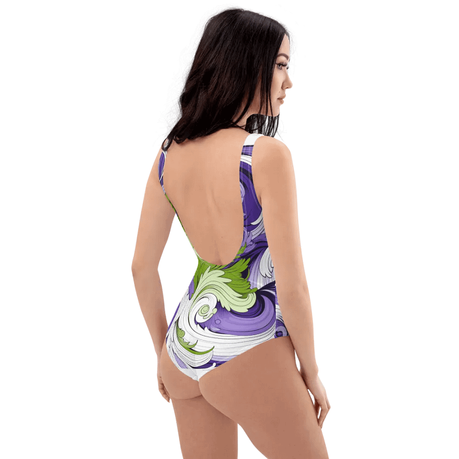Swirling Green and Purple One-Piece Swimsuit product image (4)