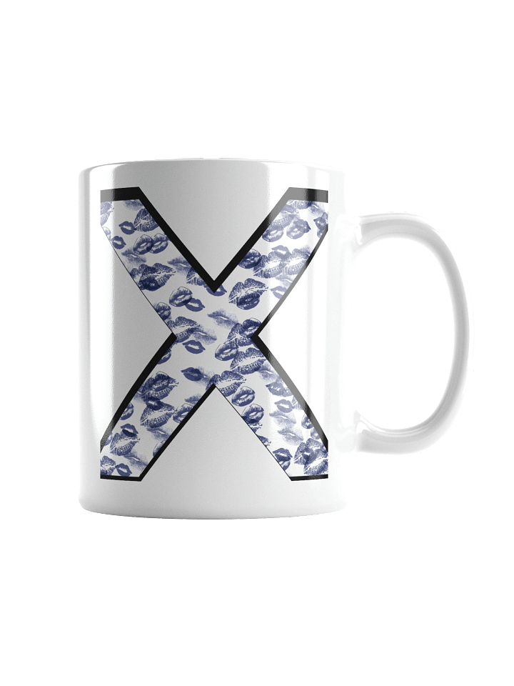 White X Dark Blue Lipstick Kisses | Glossy White Mug product image (1)