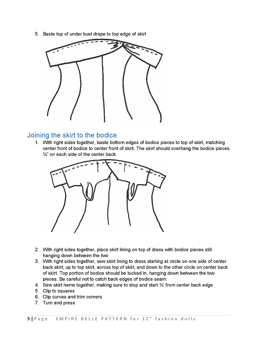 Empire Bell sewing pattern for 12" fashion dolls product image (3)