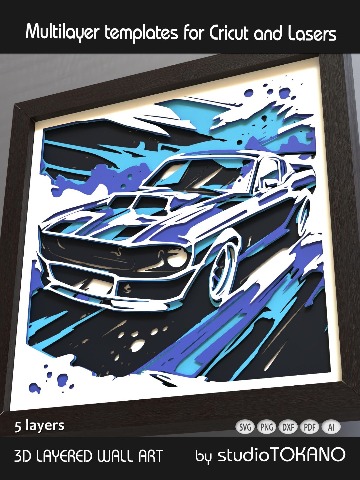 Ford Mustang 3D Shadow Box SVG product image (3)