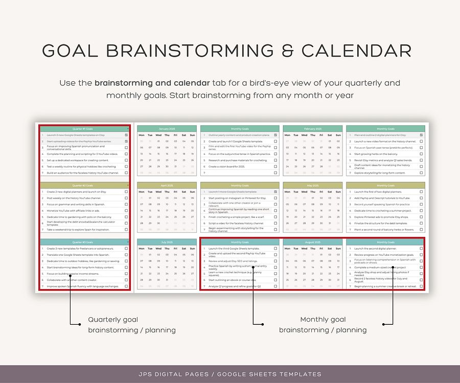 Goal Planner and Tracker, Google Sheets Template product image (6)