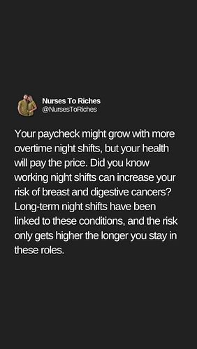 Here’s are 5 increased risks factors for night-shift nurses👇

1️⃣ Bad sleep schedules: Working nights means your body’s clock...