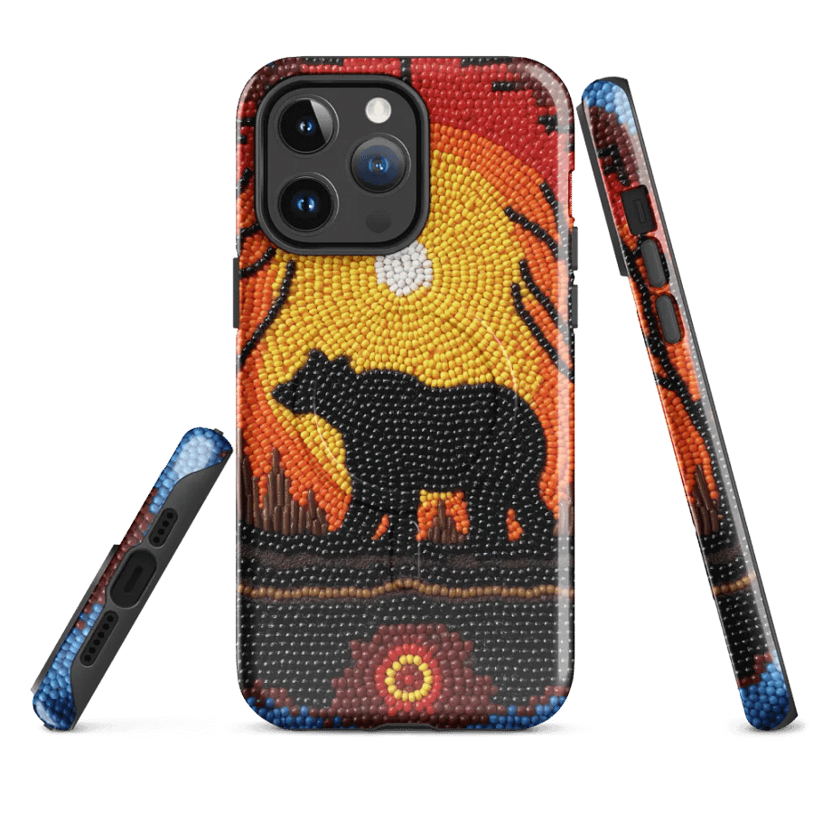 Bear Sunset Faux-Beaded Mosaic iPhone Case product image (4)