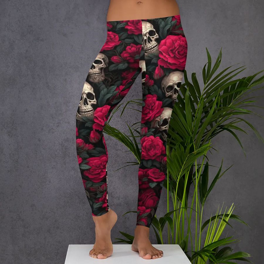 Leggings – Skulls and Roses Print for Edgy & Bold Style product image (5)