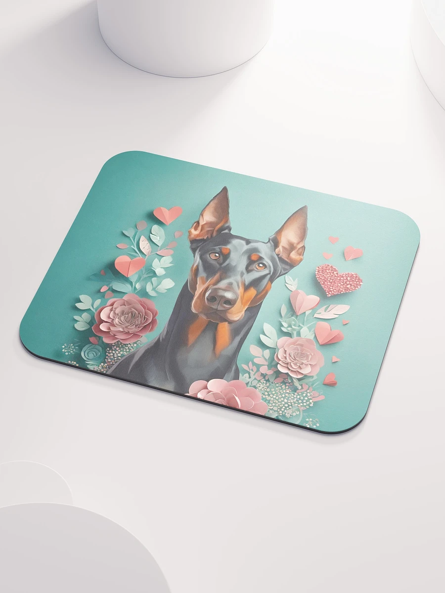 Doberman and paper flowers Mouse Pad product image (5)
