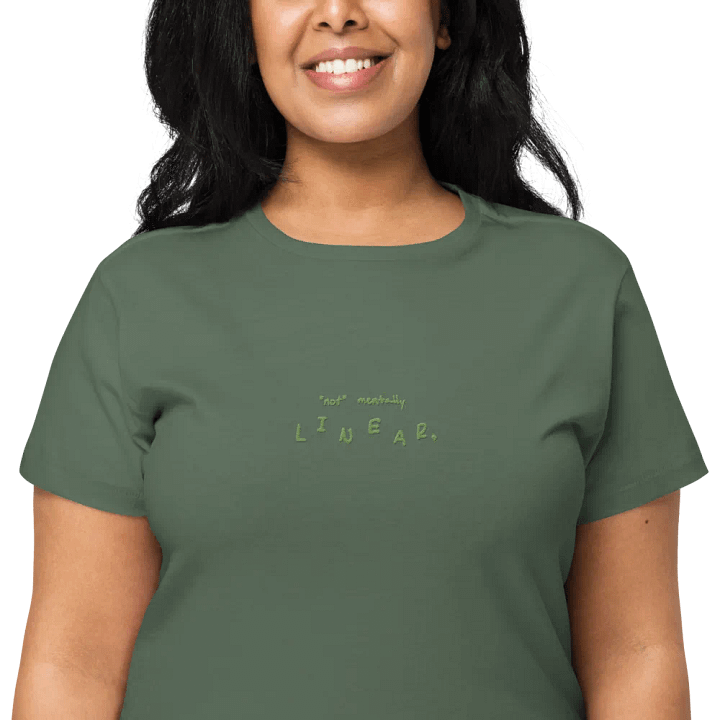 *not* mentally linear (monochrome green) embroidered waist length t-shirt product image (7)