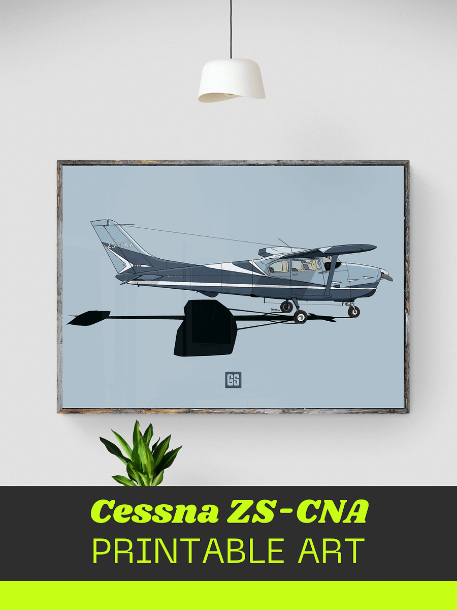 Cessna 210 ZS-CNA Printable Aviation Wall Art with Full Blue Background product image (3)