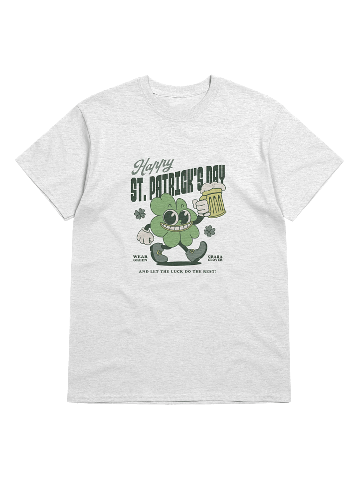 Happy St. Patrick’s Day T-Shirt | Retro Cartoon Clover Beer Drinking Shirt product image (1)