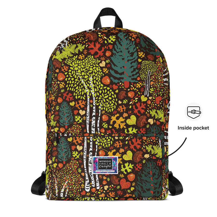 Cabincore Birch Squirrels & Acorns Backpack | Woodland Whimsy with Artful Utility 🎒 | by Monique Faella Designs™ product image (5)
