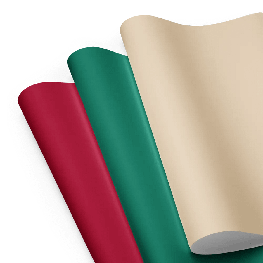 Mixed (Red, Green, Champagne) Solid Holiday Christmas Wrapping Paper Sheets (3) product image (3)