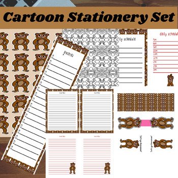 Cute Cartoon Monkey Boy Themed Printable Stationery Set| Notepad| Daily Schedule product image (1)