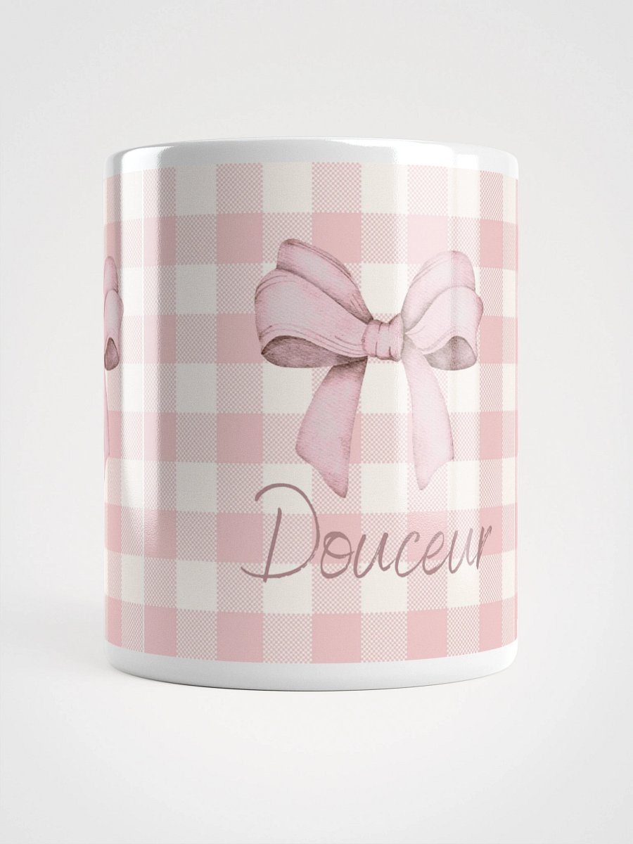 Mug Blanc Vichy Rose Revisité à Message - Douceur - Cadeau Poétique product image (1)