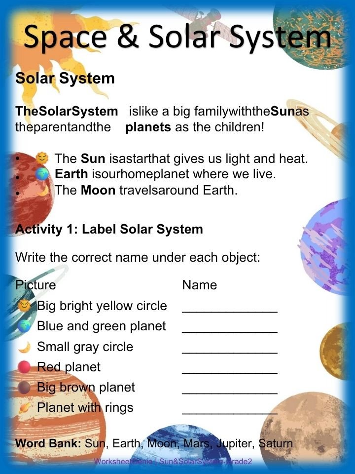 Solar System Complete Pack – Educational Worksheets for Grade 2 product image (3)