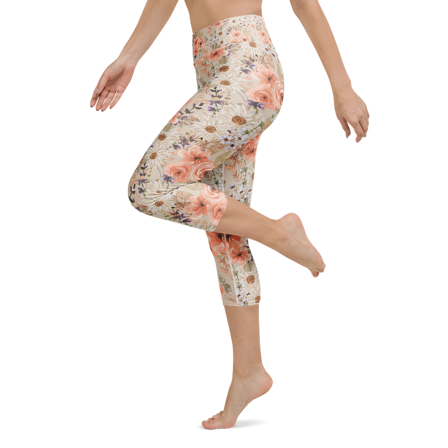 Orange Flowers Capri Leggings product image (5)