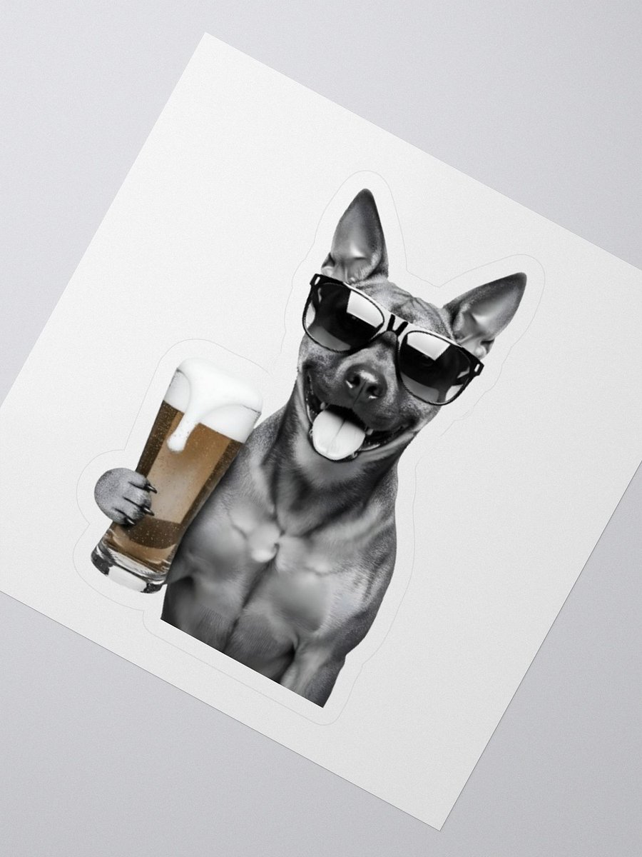 Potcake drinking beer sticker product image (2)