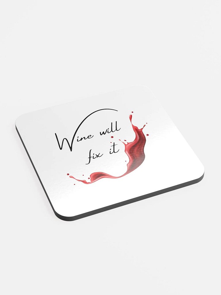 Wine will fix it Glossed Cork Coaster product image (2)