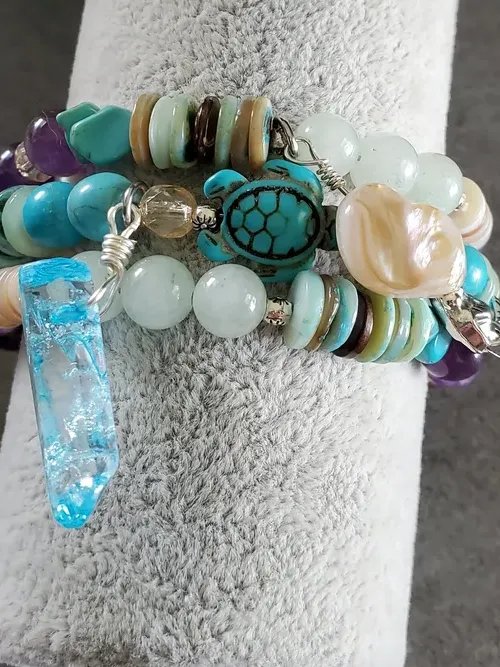 Flowing Waters Boho Wrap | Shell, Amethyst, Amazonite | Intuition, Creativity & Emotional Flow product image (4)