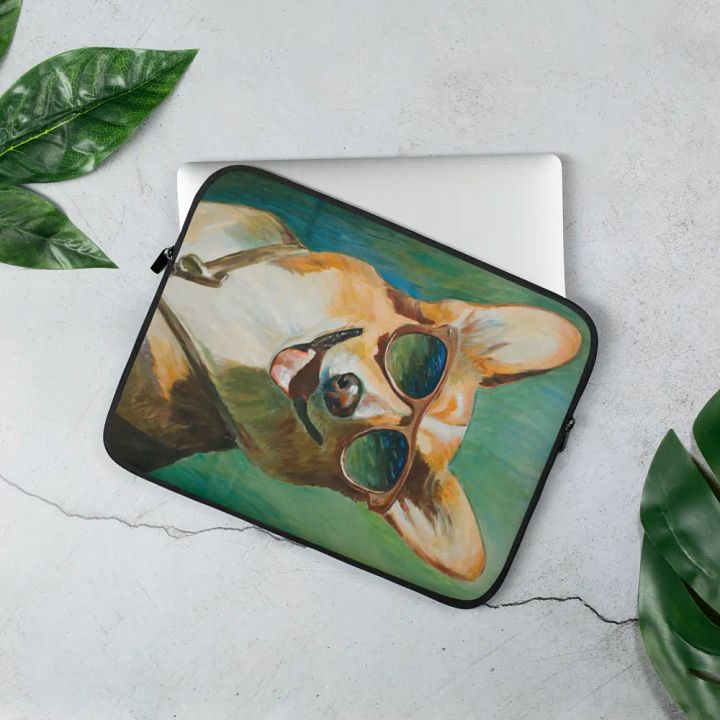 Cool Corgi Sunglasses Painting - dogPXL Artistic series Laptop Sleeve product image (1)
