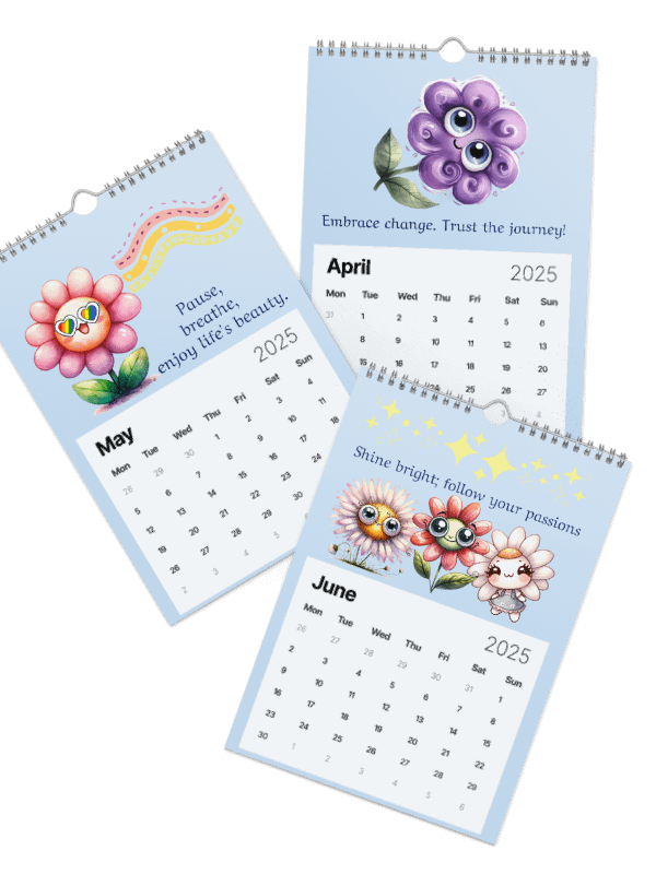 2025 Wall Calendar With Kawaii Style Flowers and Inspirations product image (3)