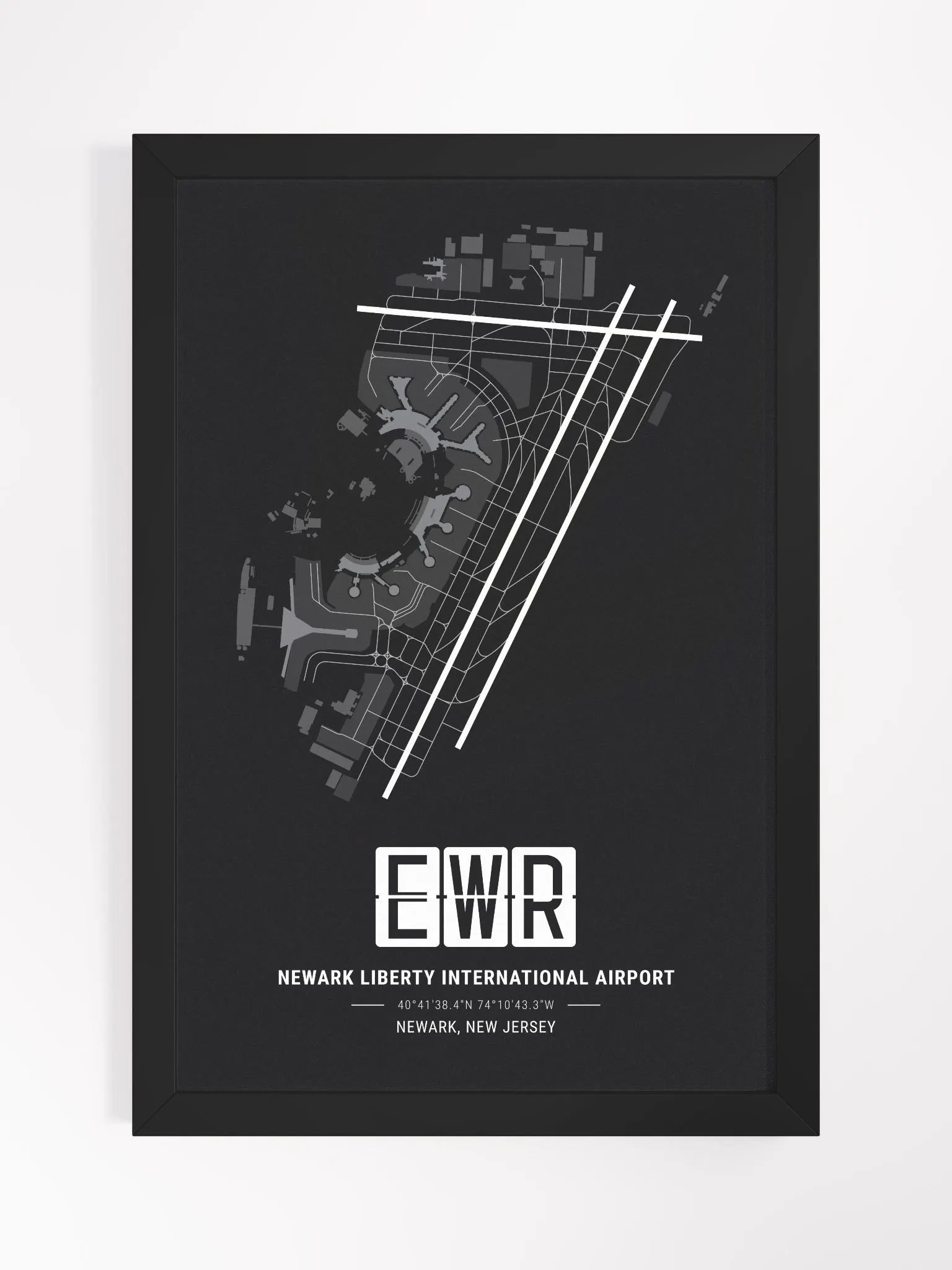 Framed Airport EWR Premium Map On Matt Paper product image (1)