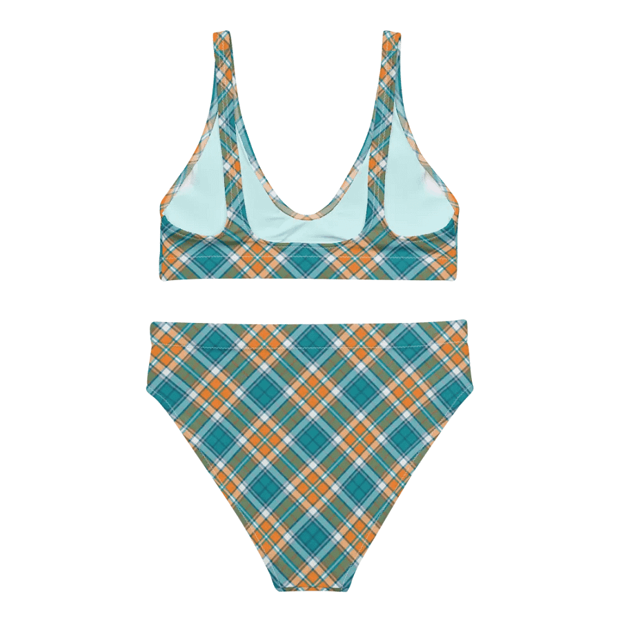 Turquoise and Orange Sporty Plaid Bikini product image (4)