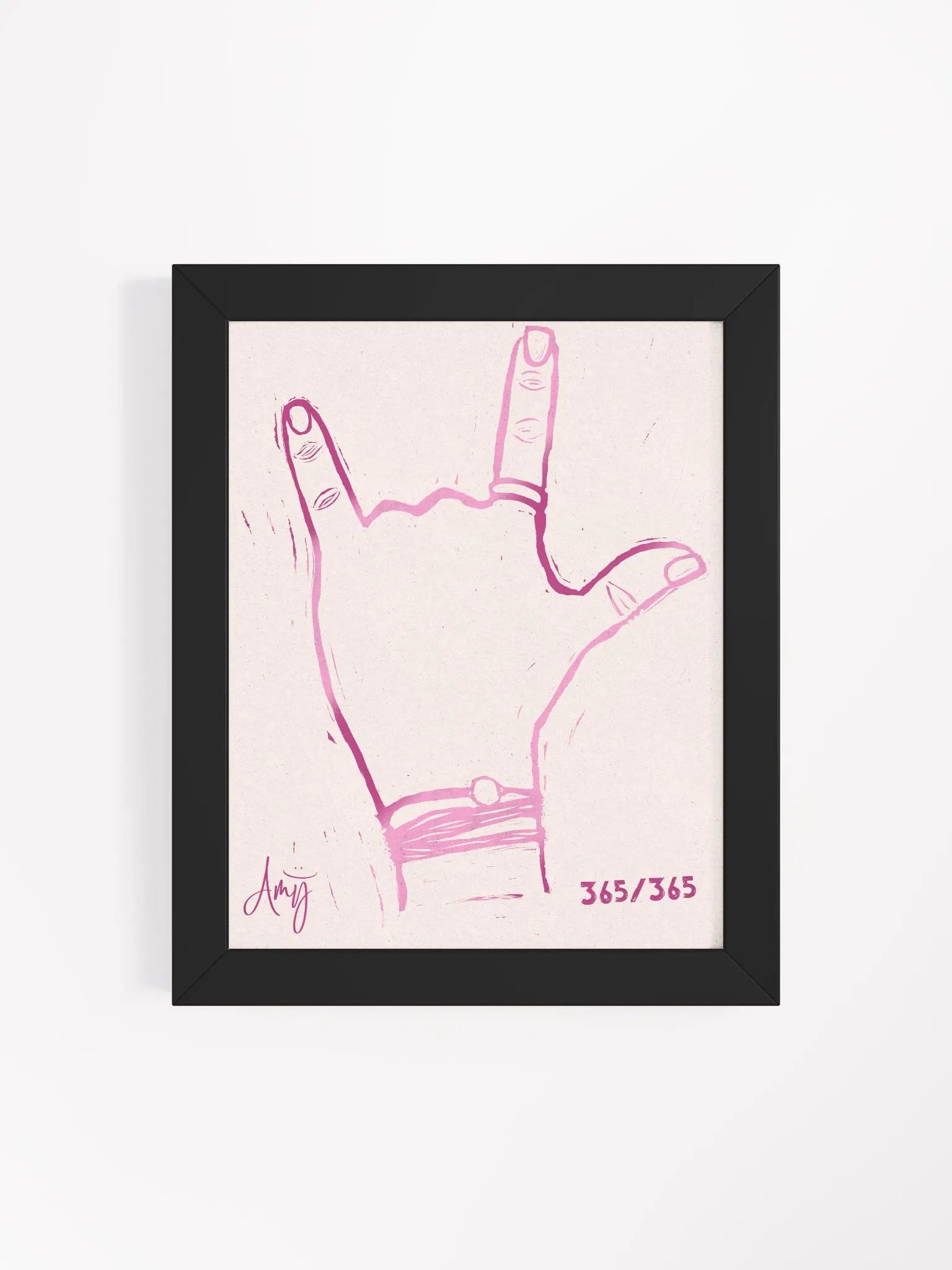 Linocut I Love You Art product image (25)